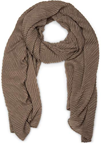 styleBREAKER Bufanda para mujer con superficie finamente plisada, ligera y elegante, con pliegues fluidos, versátil y suave, tamaño 96 x 192 cm, ideal para looks sofisticados, Marrón