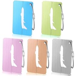 Marcar Maletas Alyvisun 5 Piezas Etiquetas de Equipaje de Metal, Etiquetas para Maletas de Viaje, Etiquetas para Equipaje Viaje con Anillos de Acero Identificador Maletas para Bolsas Equipaje Maletas y Mochilas