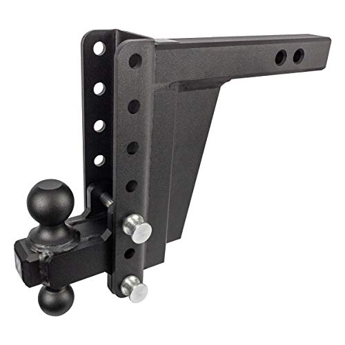 Bulletproof Hitches 2.0" Adjustable Extreme Duty (30,000Lb Rating) 8" Drop/Rise Trailer Hitch With 2" And 2 5/16" Dual Ball (Black Textured Powder Coat, Solid Steel) #TOP15