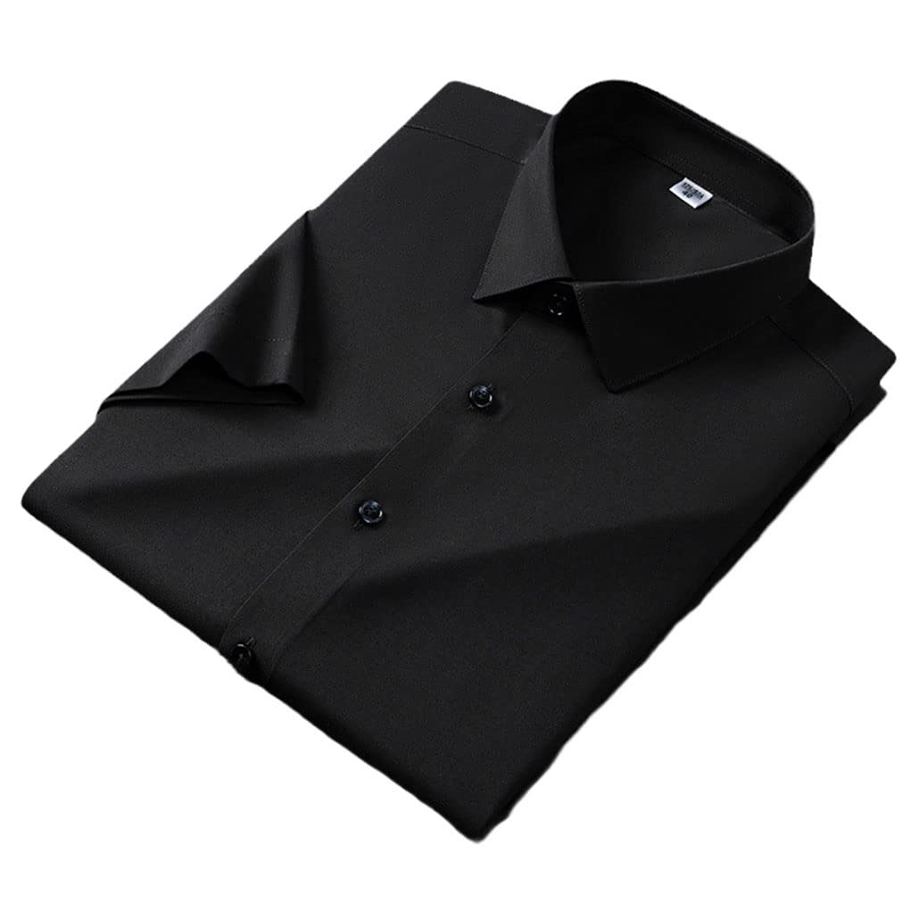 Camicie da uomo in seta elasticizzata Camicie a maniche corte da lavoro per camicie estive Top da uomo senza tasca frontale, F3027, L