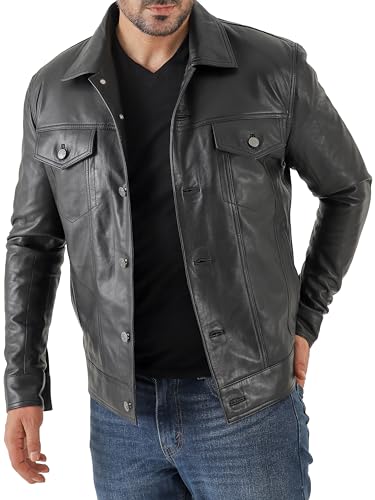 Jild Classic Trucker Fashion Leather Jacket Men - Premium Suede Leather Shirt Style Coat Jacket3