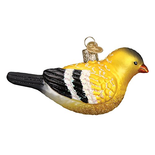 Old World Christmas Ornaments: American Goldfinch Glass Blown Bird Ornament For Christmas Tree #TOP2