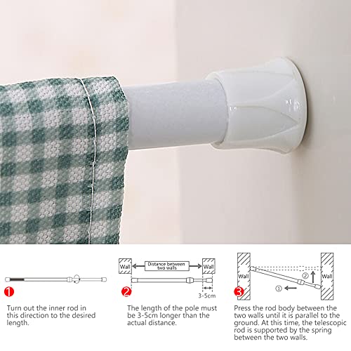 YUENX 6 Pezzi Bastone per Tenda Regolabile 40-70cm Asta per Tenda con Molla a Tensione Regolabile Asta Tenda Doccia per Bagno, Armadio, Guardaroba, Librerie - Image 6