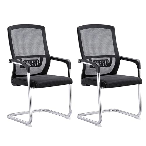 Sillas de recepción con base de trineo robusta y respaldo de malla ergonómica 2