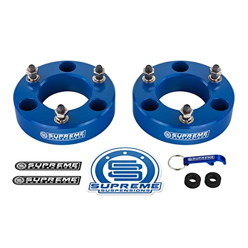 Supreme Suspensions - 3" Front Leveling Kit for 2007-2023 Chevrolet Silverado 1500 & GMC Sierra 1500 2WD 4WD T6 Billet Aluminum Front Lift Strut Spacers (Blue) - Microfiber Cleaning Towel Included
