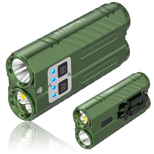 Image of Banral Powerful Rechargeable EDC Pocket Flashlight with Dual Light Source | 3100 High Lumens Tactical Flashlight, Zoomable 7 Modes, Type C Charging, Pocket Clip, Waterproof for Car, Emergency, Home