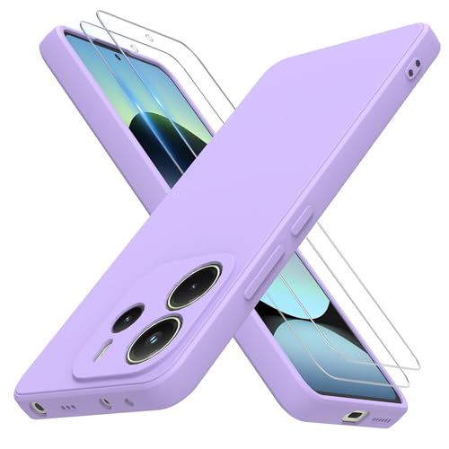 THIYUFUNS Funda Xiaomi Redmi Note 14 con 2 Pack Protector Pantalla,Ultrafino Silicona TPU Shockproof Carcasa Case Cover para Xiaomi Redmi Note 14 4G - Morado