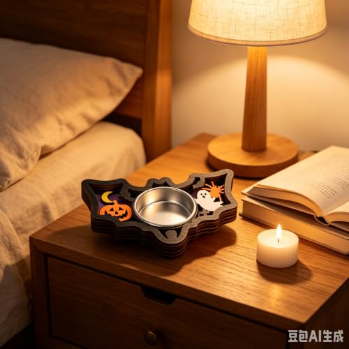 Halloween Candle Holder Bat Shaped Carving Halloween Decorations for Indoor - image 8