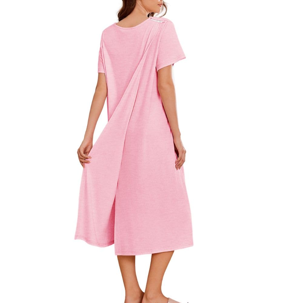 Deyeek Hospital Gowns for Women Labor Delivery Shoulder Surgery Dress Adaptive Clothing Night Robes for Elderly Plus Size