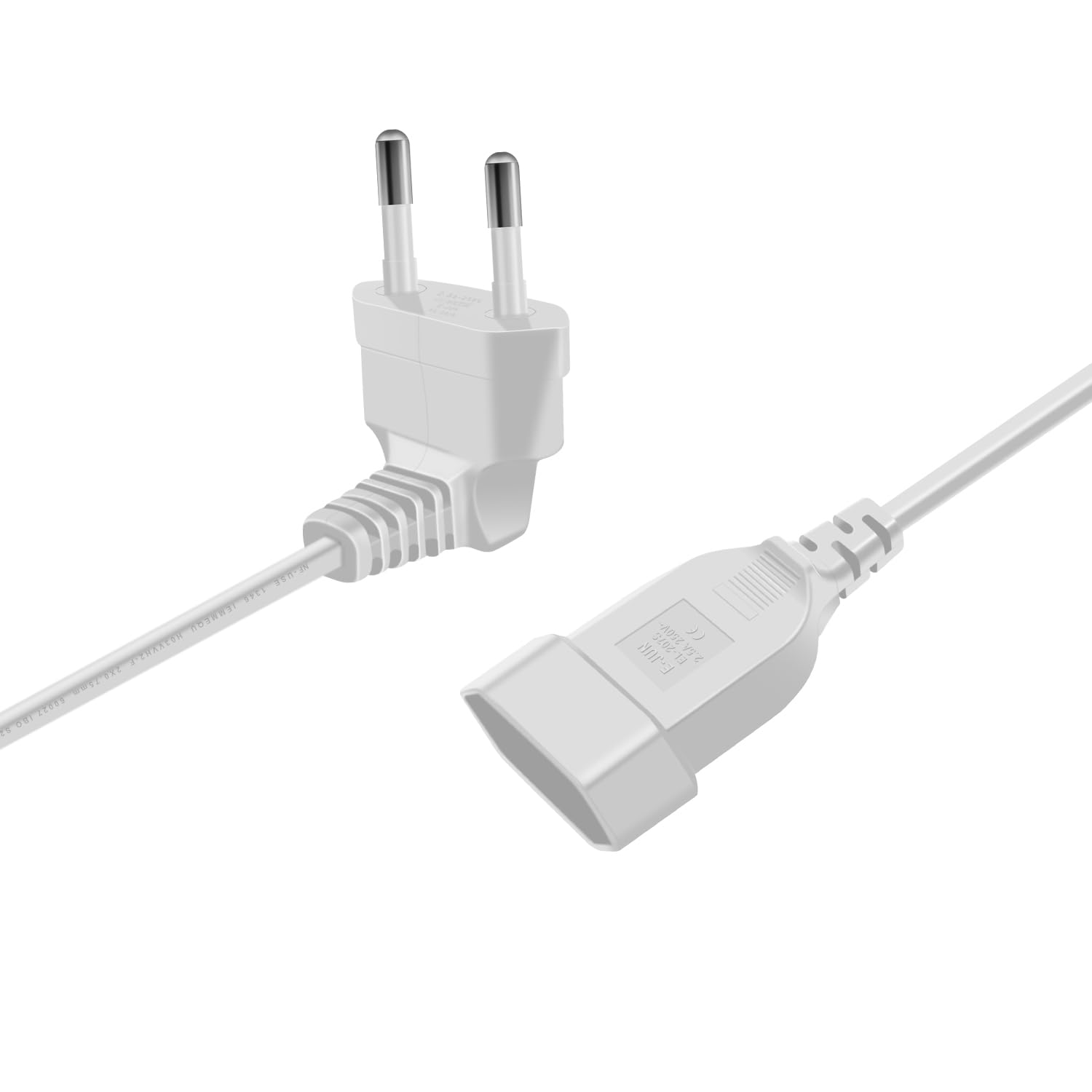 Rallonge d'alimentation Euro 2.5A 250V 625W Câble d'extension Blanc 0.3m