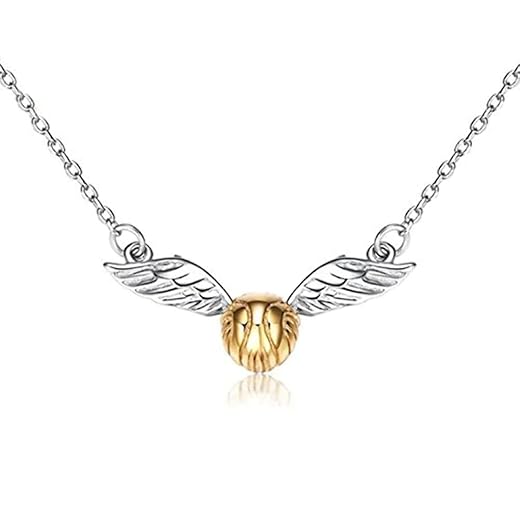 EOVE Jewelry Sterling Silver Quidditch Costume Cute Gold Plated Flying Golden Snitch Pendant Necklace Gifts For Women or Girl