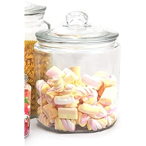 Chef-hub Glass Biscotti Storage Jar with Lid 3.8 L Pack of 3 Cover