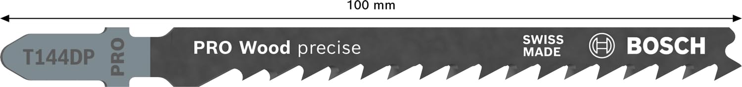 Bosch 100x Brzeszczot do wyrzynarek T 144 DP Precision for Wood (do cięcia w drewnie, Długość 100 mm, profesjonalne akcesoria wyrzynarka)