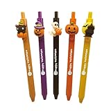 AMSNINK 5 Stück Halloween Mitgebsel Kinder – Spooky Design mit Kürbis, Hexenmütze, Geist, Burg und Tier, Halloween Mitgebsel für Kugelschreiber, Ideal für Halloween Büro, Schule und Party