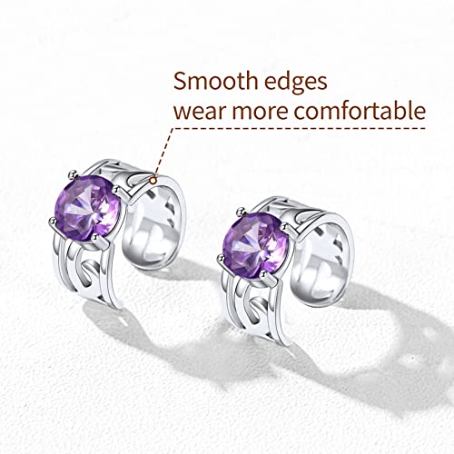 Chicsilver 925 Sterling Silver Ear Cuff Earrings For Women Purple Amethyst Birthstone Celtic Knot Cartilage Huggie Ear Cuffs Clip On Wrap Earrings For Non Pierced Ears - February #TOP5