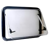 WIGING Wohnmobilfenster Aluminiumrahmen + Acrylglas Mit Verdunkelungsvorhängen 70° Öffnungswinkel Wohnwagen-Seitenfenster Schiebefenster Für Wohnmobile((WxH) 90x50cm)