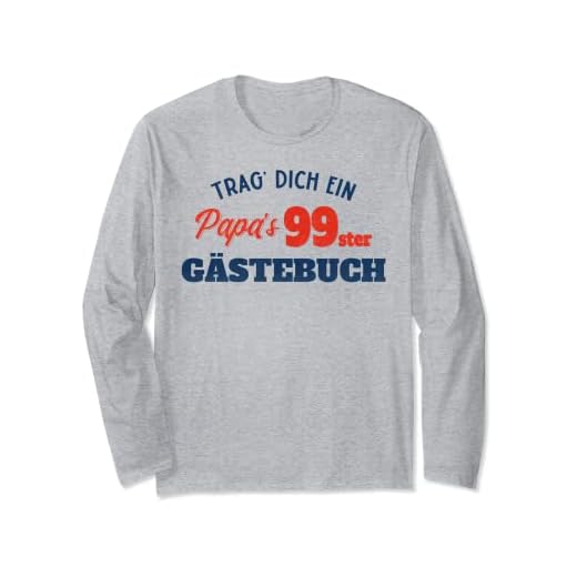 Trag Dich ein Papas 99. Libro de visitas, regalo de cumpleaños para papá Manga Larga
