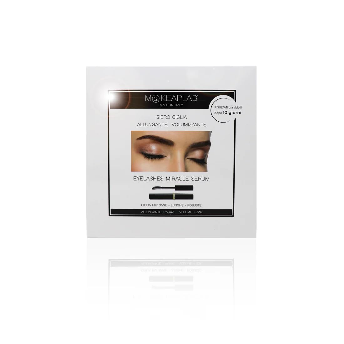 M@KEAPLAB Eyelashes Miracle Serum, Siero Ciglia Allungante e Volumizzante, Made in Italy, 6ml, Risultati in 10 Giorni