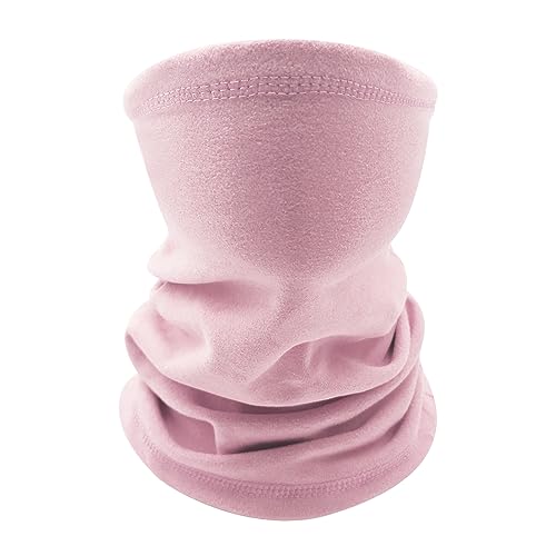 Image of Kids Neck Warmer, Winter Fleece Windproof Neck Gaiter for Boys & Girls Face Covering Mask Thermal Scarf Multifunctional Headwear for Skiing Running Cycling Outdoor Sports A7ETBNWB (light pink)