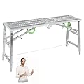Scaffolding Equipment, Portable Folding Scaffolding, Multipurpose Work Platform Scaffold Tower Ladder Stool Work Bench, 882 Lbs Load, Galvanized Steel (Size : 5.25ft)