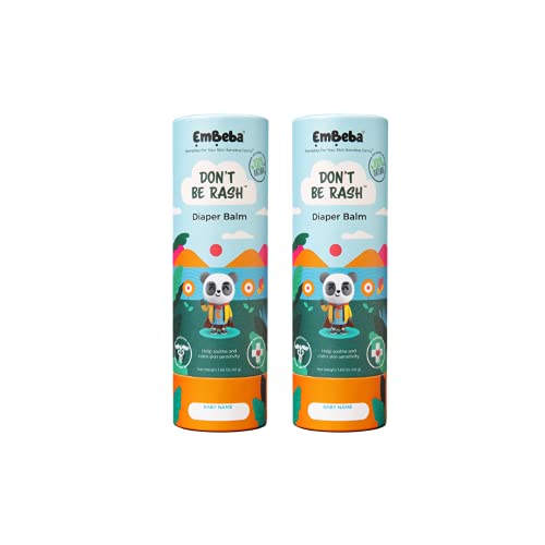Image of EmBeba Natural Diaper Rash Cream for Baby with Sensitive Skin | Travel Friendly Baby Rash Ointment with Built-in Diaper Balm Stick Roll-On Applicator, All Over Herbal Skin Care, 2 Pack