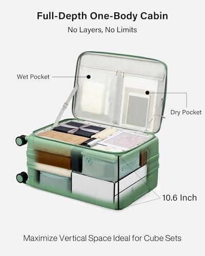 Image of Hanke Hardside Expandable Carry On Luggage, 20 Inch Top Opening Trunk Luggages with Spinner Wheels, All-PC Hard Shell Carry-On Suitcase, Lightweight & TSA Airline Approved (Forest Green, 46L)