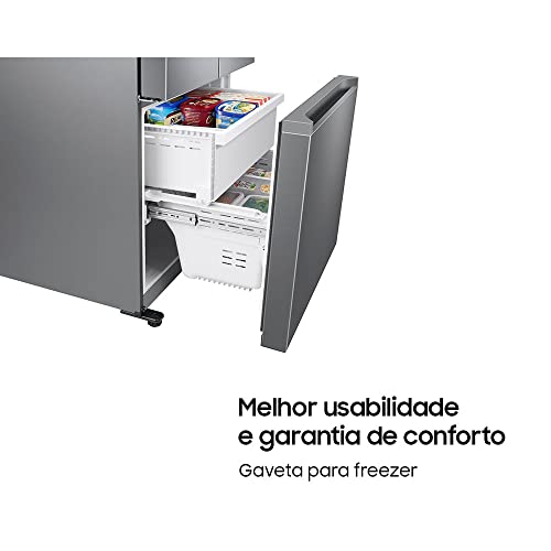 Geladeira Samsung RF49A Inverter Frost Free 3 Portas com Dispenser de Água 470L Inox Look 220V