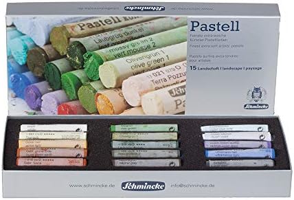 Schmincke - Pastels, 15 colors"Landscape", 77 315 097, cardboard set with 15 pastels, handmade pastels, brilliant, velvet-matt, highly lightfast colors