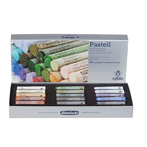 Schmincke - Pastels, 15 Colors"Landscape", 77 315 097, Cardboard Set With 15 Pastels, Handmade Pastels, Brilliant, Velvet-Matt, Highly Lightfast Colors #TOP15