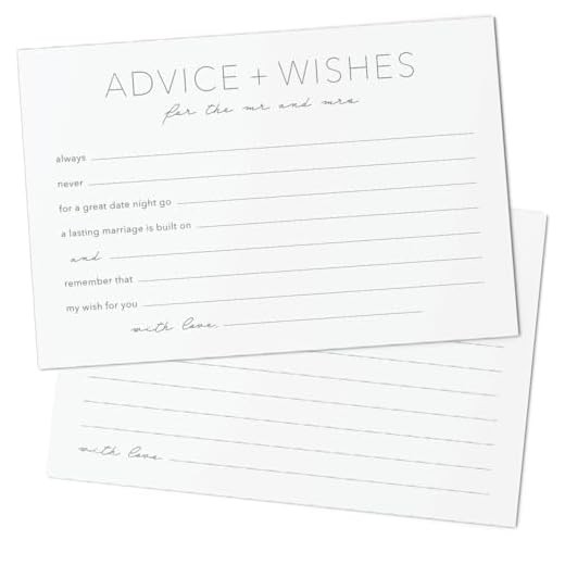 CARDAMONOLY Tarjetas de consejos para novia y novio, para juegos de despedida de soltera, fiestas de compromiso, tarjetas de consejos y deseos para el señor y la señora, 15,2 x 10,2 cm, paquete de 50