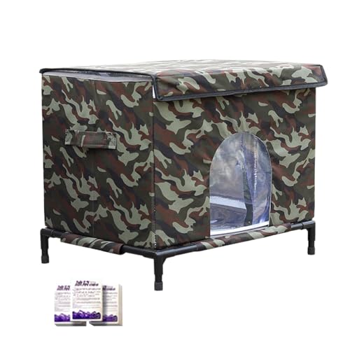 断熱防水暖かいテント - 猫の屋外シェルター、犬子猫の屋外ハウス、シェルターテント | 窓付き高床式猫シェルター |冬の犬、子猫、鶏、ウサギ、小型ペット、庭用