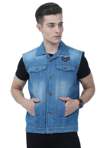Image of VROJASS Denim Casual Half Sleeeves Men's Jacket Classy Winter Wear for Boy's(JX-OV1S-SFDQ)