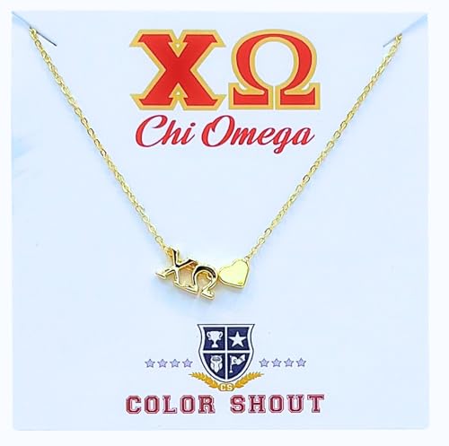 Greek Letters I Love My Sorority Necklace in Gold Plated Stainless Steel with 18K Yellow Gold Overlay - Alpha, Delta, Gamma, Kappa, Phi, Pi, Sigma Sorority Necklace2
