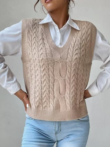 Image of Womens Sweater Vest Sleeveless Cotton Casual V Neck Pullover