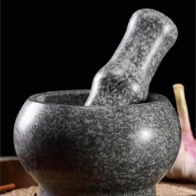 QUQUQ Mortar and Pestle Set Garlic Pounder Stone Mortar Garlic Press Garlic Press Household Garlic Pestle Set Seasoning Spice Tools(13x9cm)