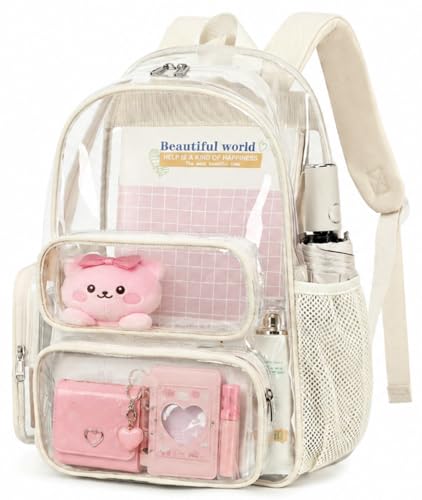 Image of BTOOP Clear Backpack Heavy Duty Transparent Backpack 17 inch See Through Bookbag for College Work Festival Security with Padded Strap Large Capacity