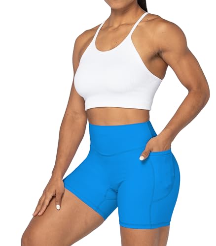 Image of Sunzel No Front Seam Biker Shorts for Women with Pockets, Yoga Workout Gym Bike Shorts with Tummy Control | 3, 5 Or 8-Inch Inseam, High Waisted, No Front Seam, Side Pockets, Buttery Soft, Compression Fit, Squat Proof, Tummy Control