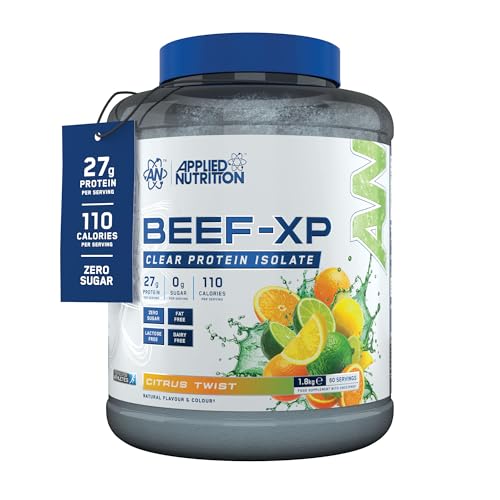 Applied Nutrition Beef XP - Clear Hydrolysed Protein Isolate Fruit Juice Style Dairy Free Beef Protein Powder Lactose Free Zero Sugar (1.8kg - 60 Servings Citrus Twist)