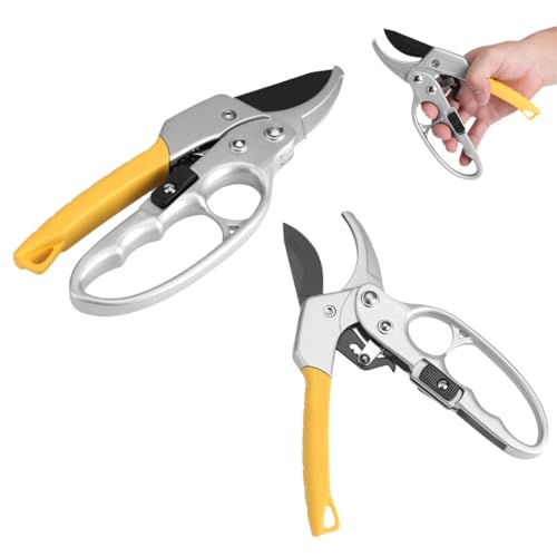 2PCS Ratchet Pruning Shear, Gardening Scissors High Carbon Steel Garden Pruner Plant Clippers Pruning Plant Shears for Cutting Flower Hedge