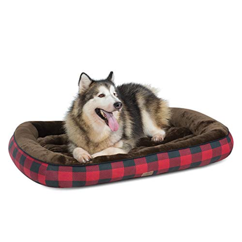 Bedsure Cama Perro Grande Navidad XL - Colchon Perro Lavable de Felpa Muy Suave, Sofá de Perro 110x76cm, Rojo y Negro