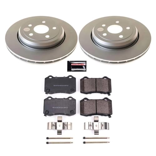 Image of PowerStop Rear Brake Kit for Jeep Grand Cherokee 2012-17 - Fully-Coated Disc Rotors with Z17 Ceramic Brake Pads Replacement, CRK5956