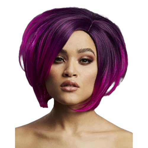 Perruque violette carré asymétrique Smiffys Fever Savanna 30cm