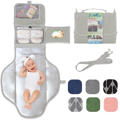 Image of Portable Changing Pad for Baby, Travel Diaper Changing Pad for Newborn, Large Waterproof Baby Changing Mat, Foldable & Detachable Diaper Changing Station with Baby Wipes Pockets, Baby Stuff by Pillani
