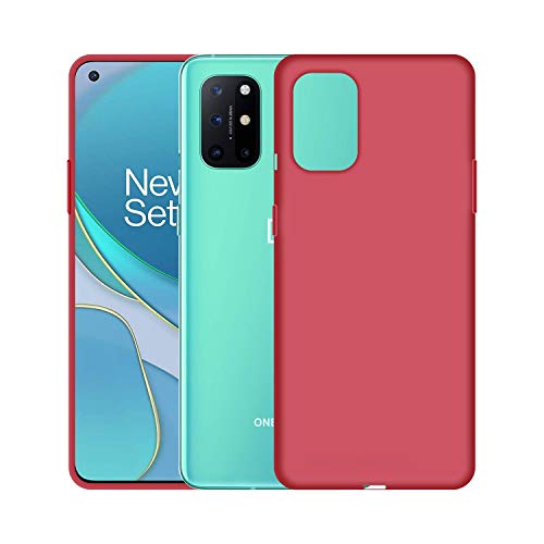Image of Case Creation Luxurious OG Series for Oneplus 8T Case Cover,Anti-Dirty Slim Case Frosted Matte Cute Candy TPU Raised Bezel (Splash of Color) Back Cover for Oneplus 8T - Glamour Red