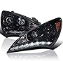 Spec-D Tuning Projector Smoke Lens Glossy Black Housing Headlights R8 Style LED Compatible with 2010-2012 Hyundai Genesis 2-Door Coupe, Left + Right Pair Headlamps Assembly