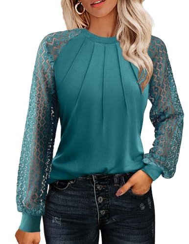 Image of HOTOUCH Women's Lace Long Sleeve Spring Dressy Casual Business Work Trendy Shirts