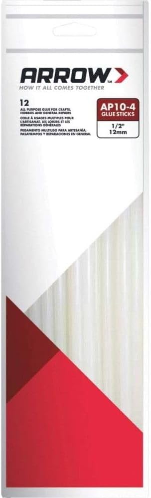 6 Pack Arrow Fastener AP10-4 10" x 1/2" All Purpose Clear Hot Melt Glue Sticks 12 per Package