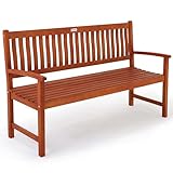 Casaria® Gartenbank 3-Sitzer Wetterfest Eukalyptus Holz 480kg Belastbarkeit Armlehne Rückenlehne...