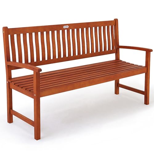 Casaria® Gartenbank 3-Sitzer Wetterfest Eukalyptus Holz 480kg Belastbarkeit Armlehne Rückenlehne...