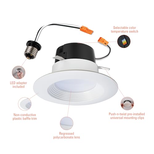 Image of HALO LT 4 inch LED recessed Can Light Trim, 5 CCT, Dimmable, 700lm